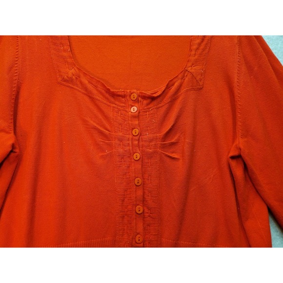 Cato Cardigan Sweater Womens Size 18/20 Red Orange Rayon Scoop Neck Button Front - Picture 4 of 10